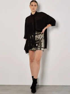 Apricot Damen Rock in gold schwarz - Länge: kurz