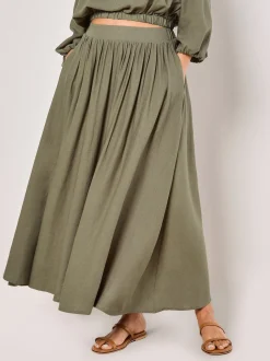Apricot Damen Rock in khaki - Länge: midi