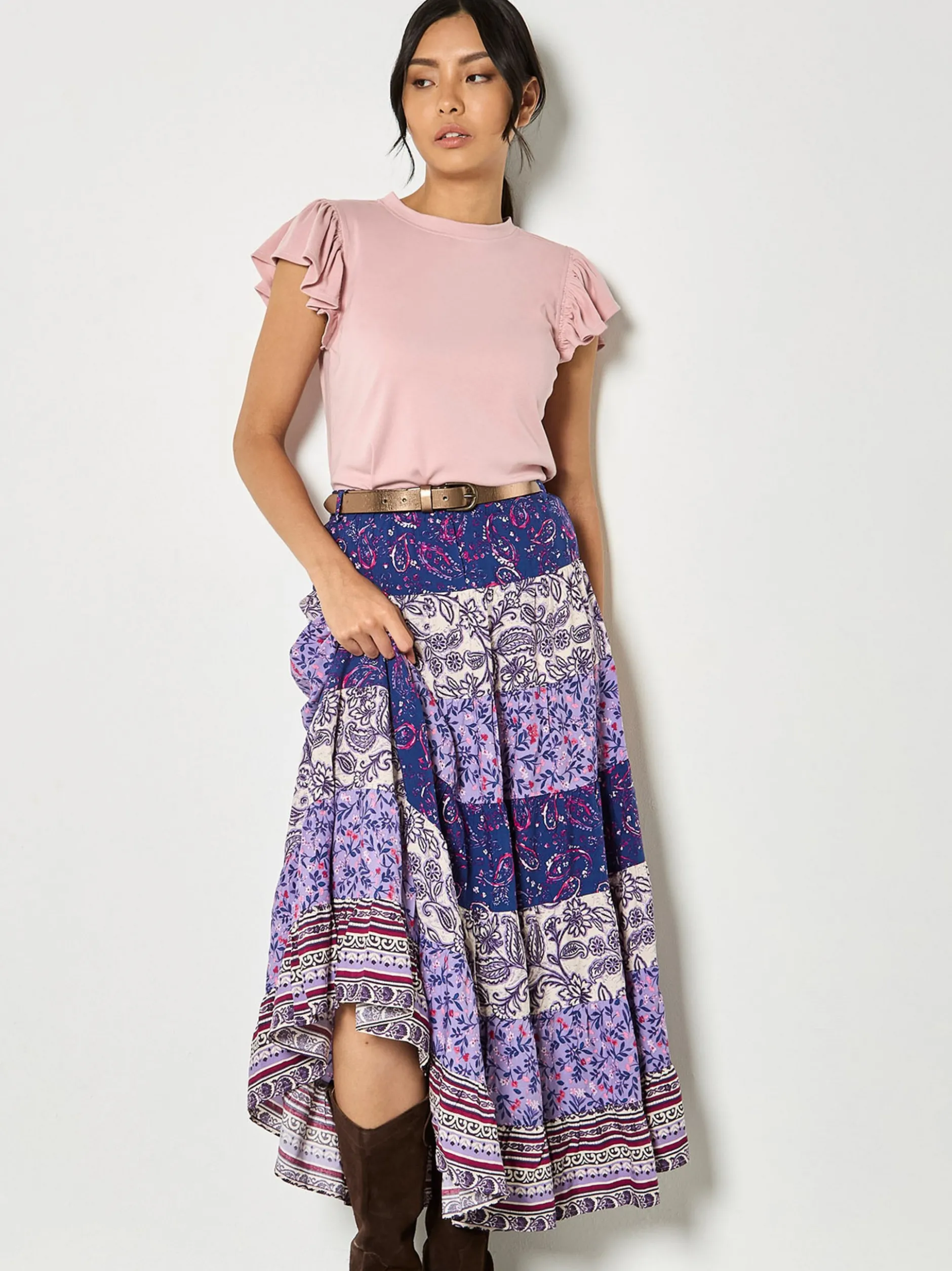 Apricot Damen Rock in lila purple - Länge: lang