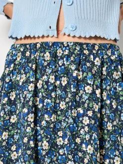Apricot Damen Rock in marine blau - Länge: midi