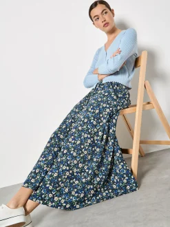 Apricot Damen Rock in marine blau - Länge: midi