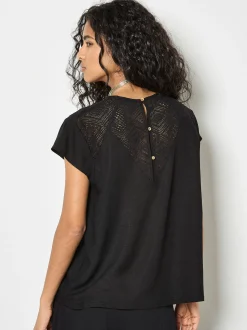 Apricot Damen Shirt in schwarz - Ärmel: kurzarm