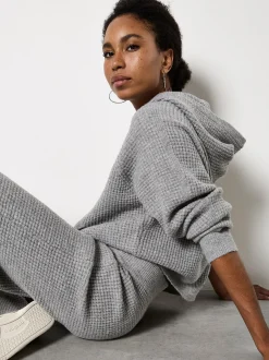 Apricot Damen Strick-Hoody in grau - Ausschnitt: Kapuze