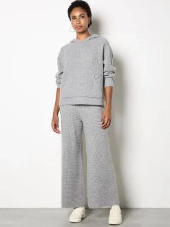 Apricot Damen Strick-Hoody in grau - Ausschnitt: Kapuze