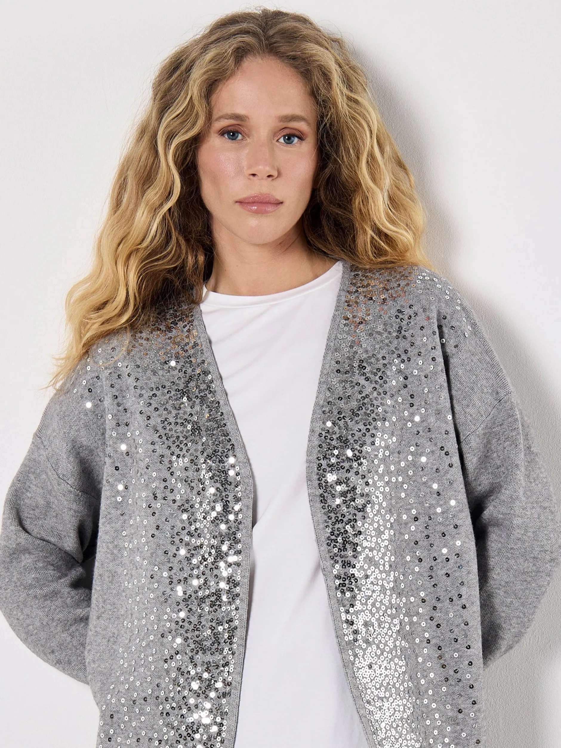 Apricot Damen Strickjacke in grau - Ärmel: langarm
