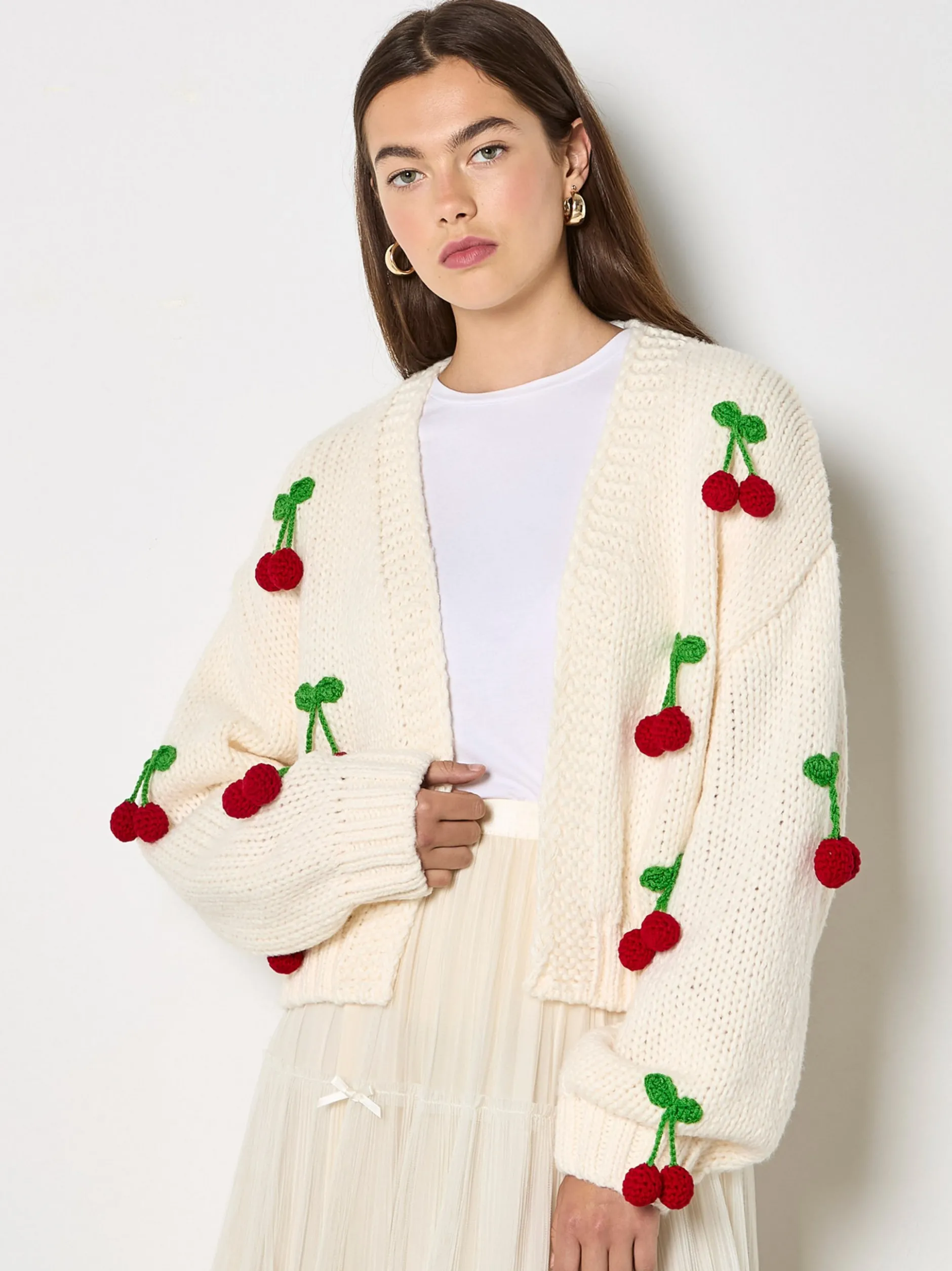 Apricot Damen Strickjacke in beige - Ärmel: langarm