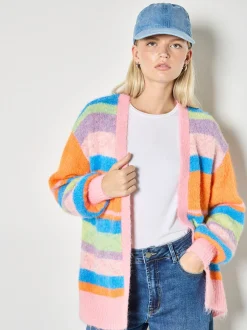 Apricot Damen Strickjacke in mehrfarbig pink