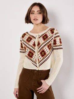 Apricot Damen Strickjacke in beige - Ärmel: langarm