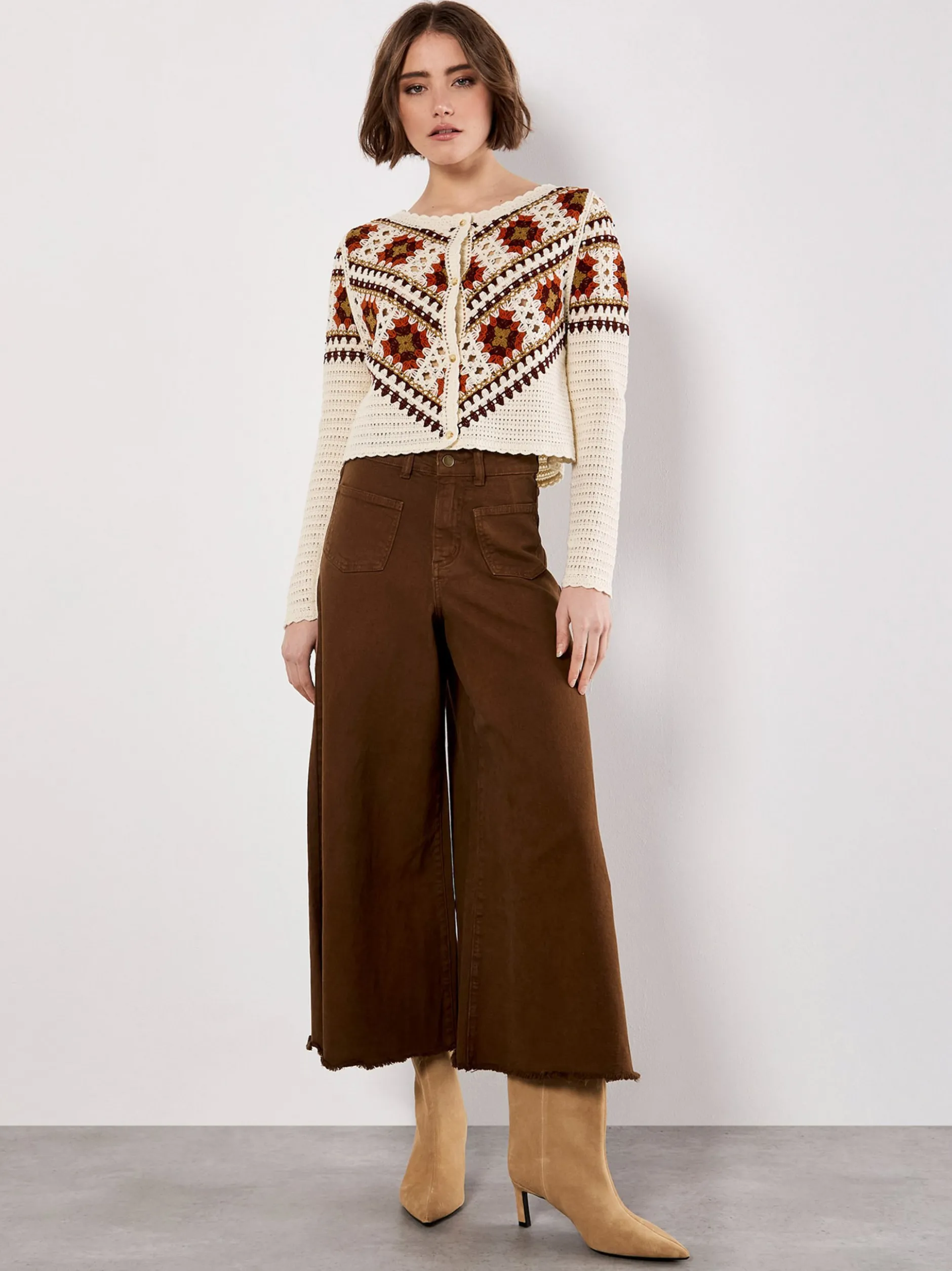 Apricot Damen Strickjacke in beige - Ärmel: langarm