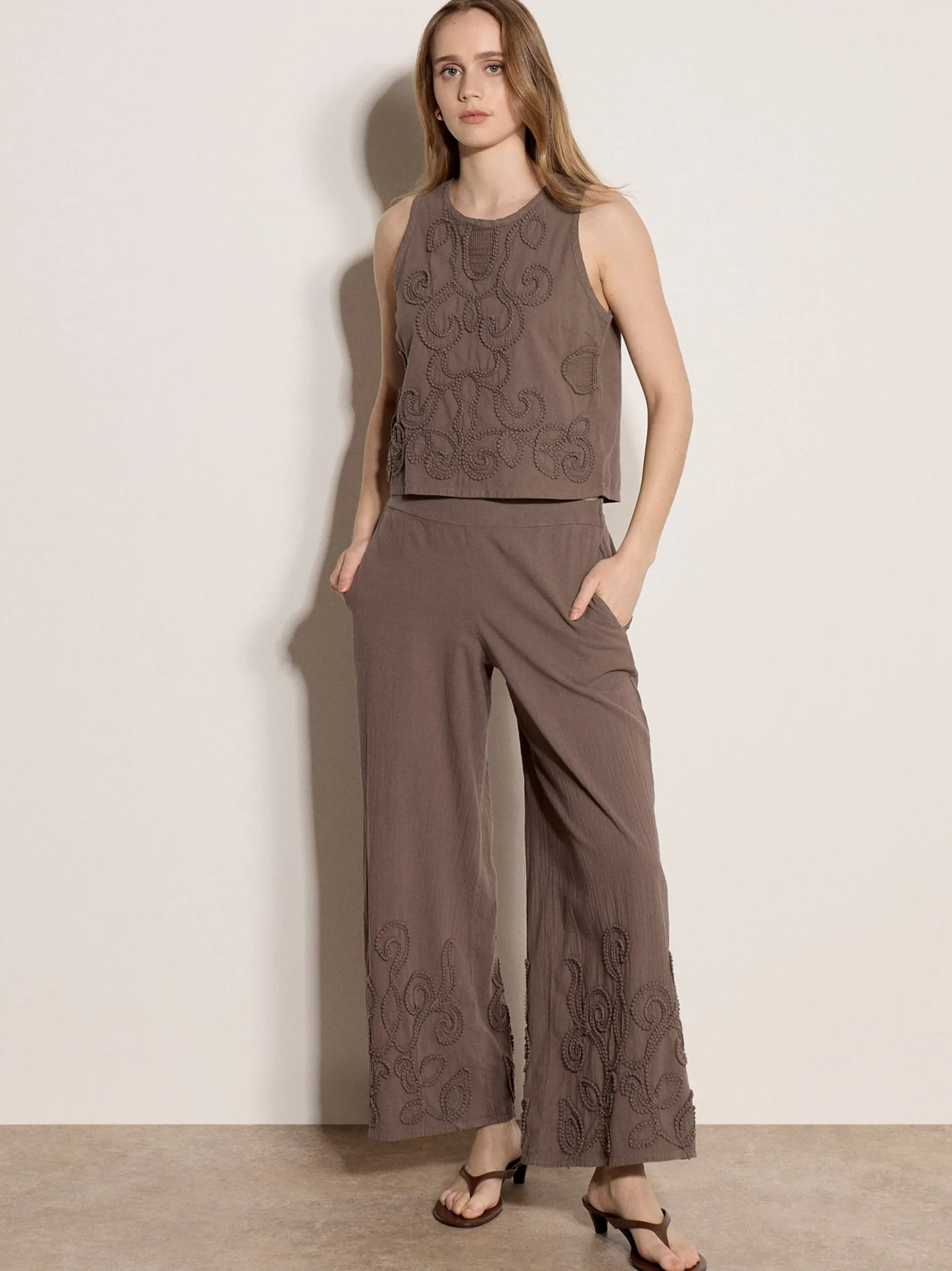 Apricot Damen Top in beige taupe - Ausschnitt: Rundhals