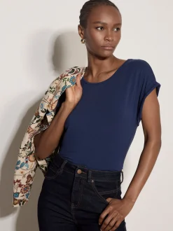 Apricot Damen Top in blau - Ausschnitt: Rundhals