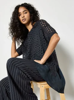 Apricot Damen Top in blau - Ausschnitt: Rundhals