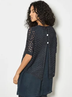 Apricot Damen Top in blau - Ausschnitt: Rundhals