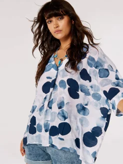 Apricot Damen Top in blau - Ausschnitt: V-Ausschnitt