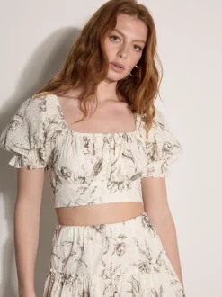 Apricot Damen Top in grau beige - Ausschnitt: Karree