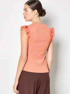Apricot Damen Top in pink koralle - Ausschnitt: Rundhals