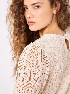 Apricot Damen Top in sand beige - Ärmel: kurzarm