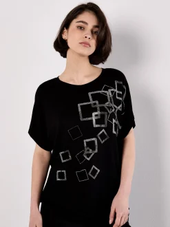 Apricot Damen T-Shirt in schwarz - Ärmel: extra kurz