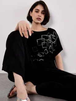 Apricot Damen T-Shirt in schwarz - Ärmel: extra kurz