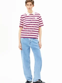 ARMEDANGELS Damen Poloshirt in rot ecru - Ärmel: kurzarm