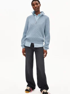 ARMEDANGELS Damen Strickpullover - Troyer Vanisé in hellblau
