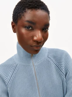 ARMEDANGELS Damen Strickpullover - Troyer Vanisé in hellblau