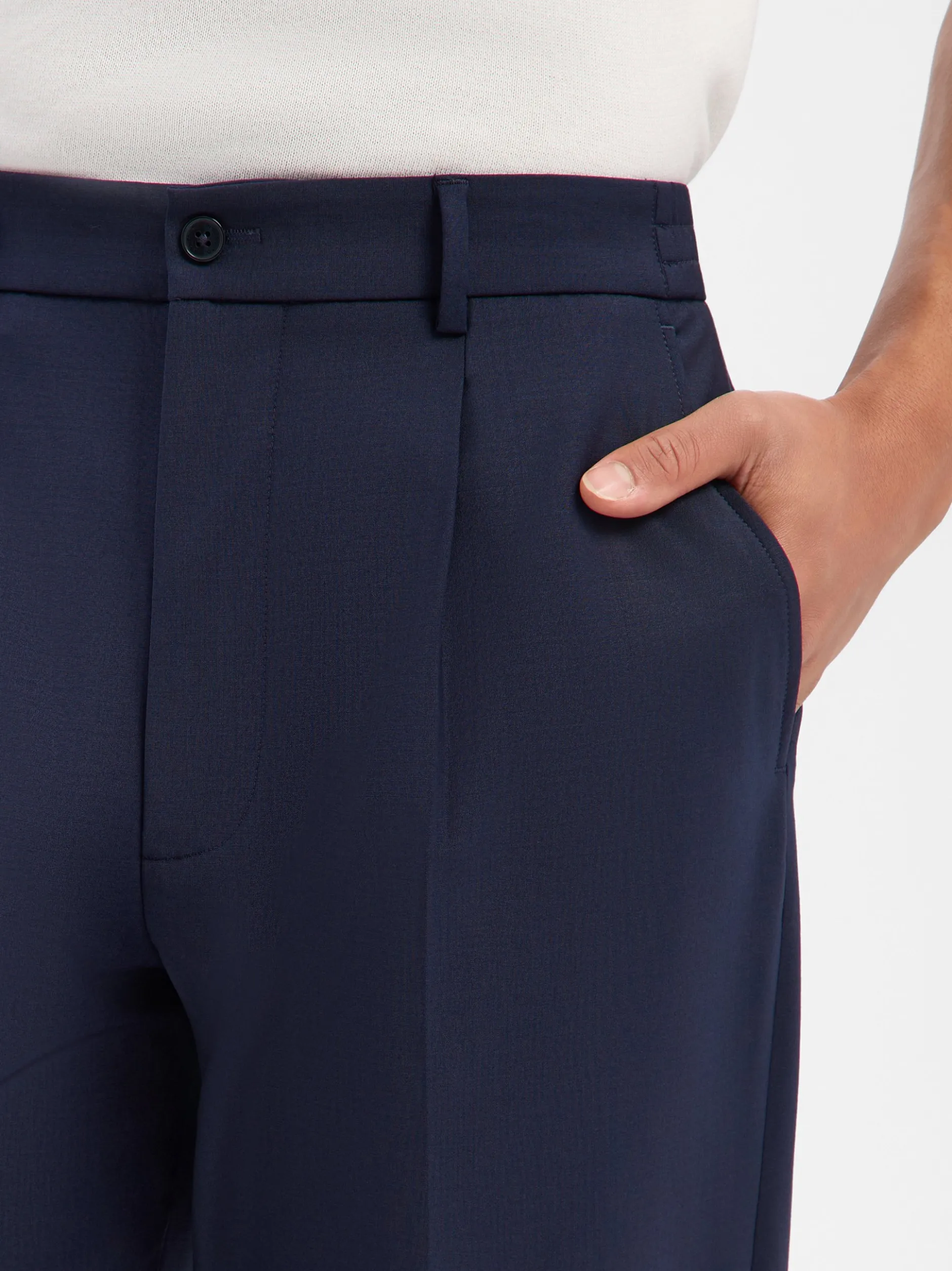 Benvenuto Herren Baukasten-Hose mit Schurwoll-Anteil - Roberto in marine