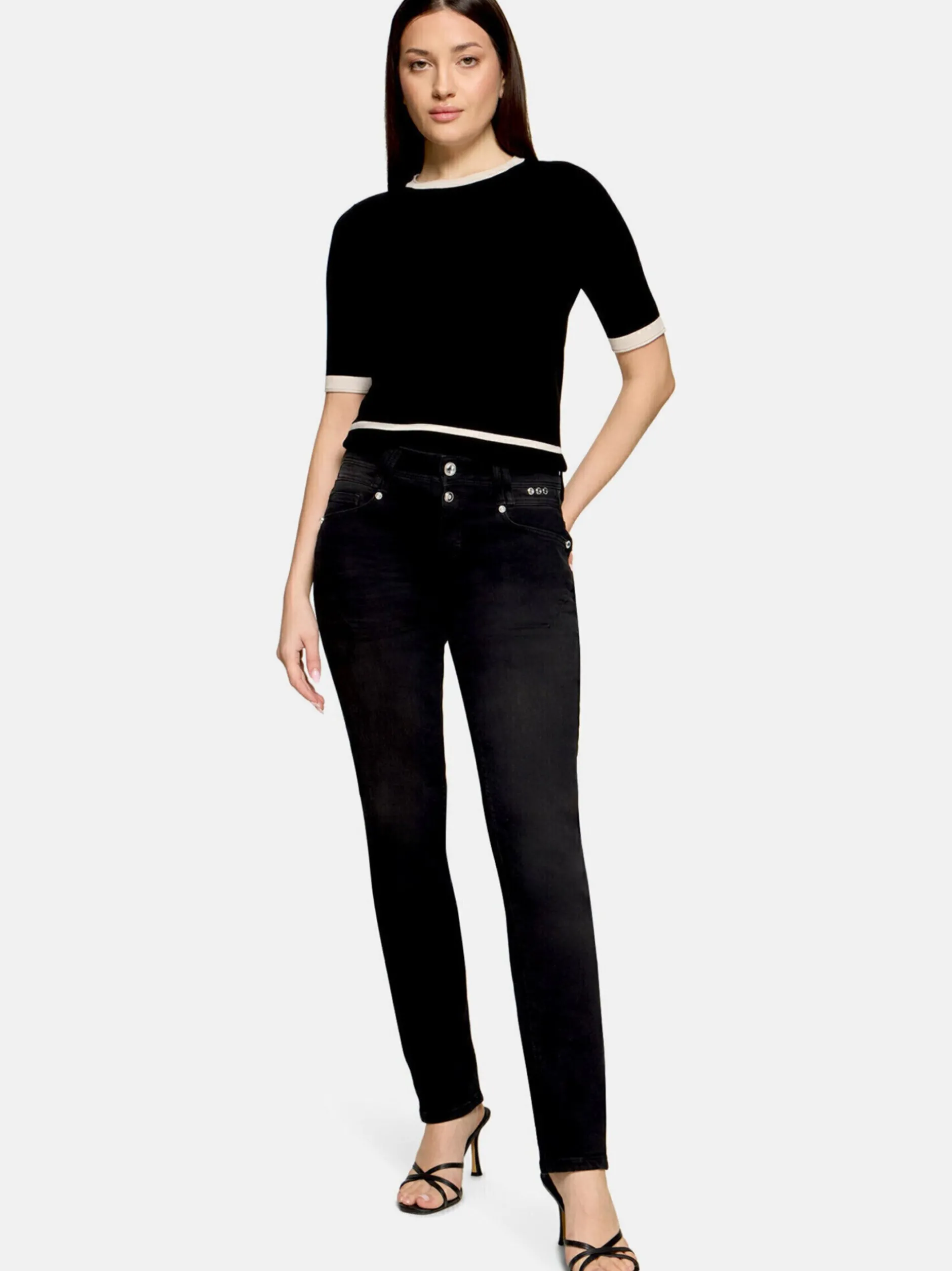 Betty Barclay Damen Boyfriend-Hose in schwarz denim
