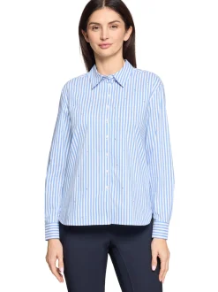 Betty Barclay Damen Hemdbluse in hellblau weiß