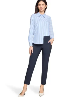 Betty Barclay Damen Hemdbluse in hellblau weiß