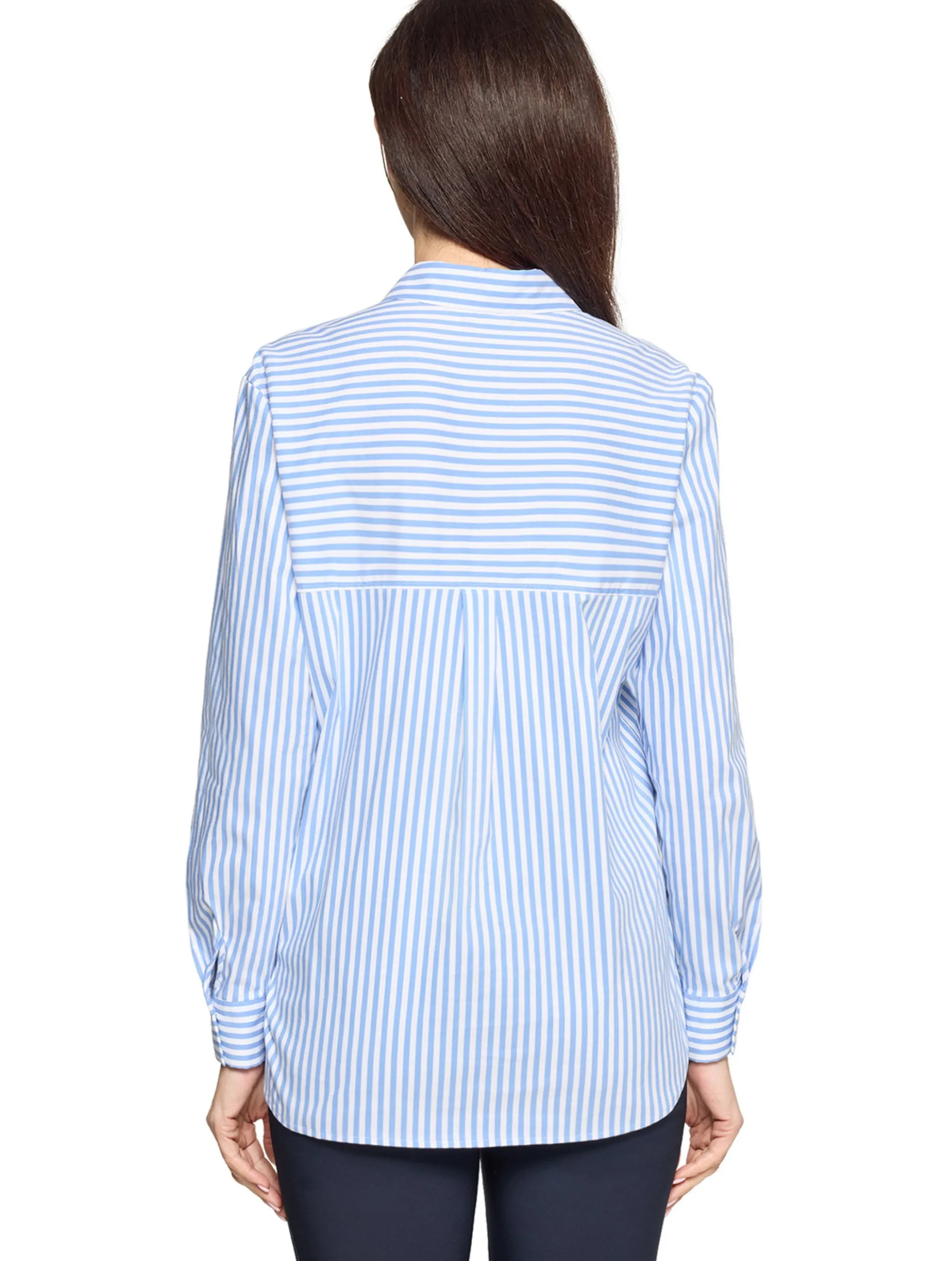 Betty Barclay Damen Hemdbluse in hellblau weiß