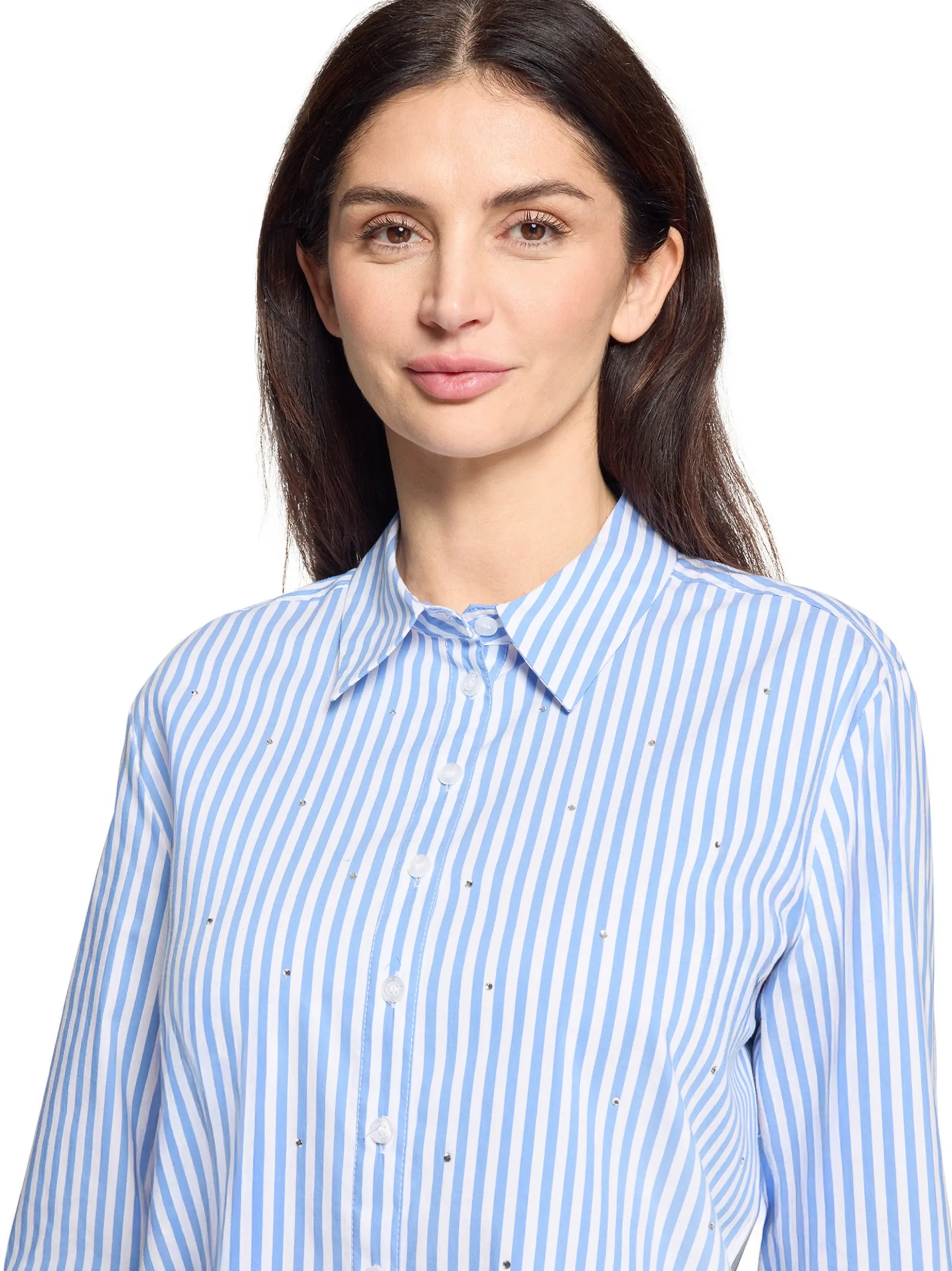 Betty Barclay Damen Hemdbluse in hellblau weiß