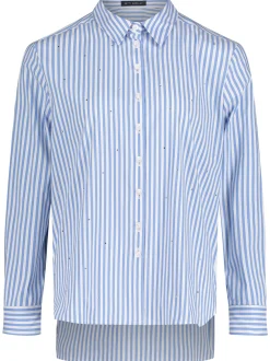 Betty Barclay Damen Hemdbluse in hellblau weiß