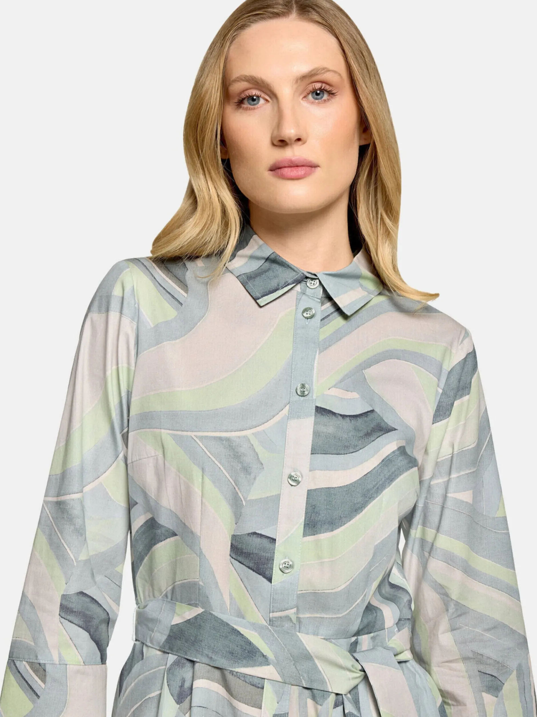Betty Barclay Damen Hemdblusenkleid in mint mehrfarbig