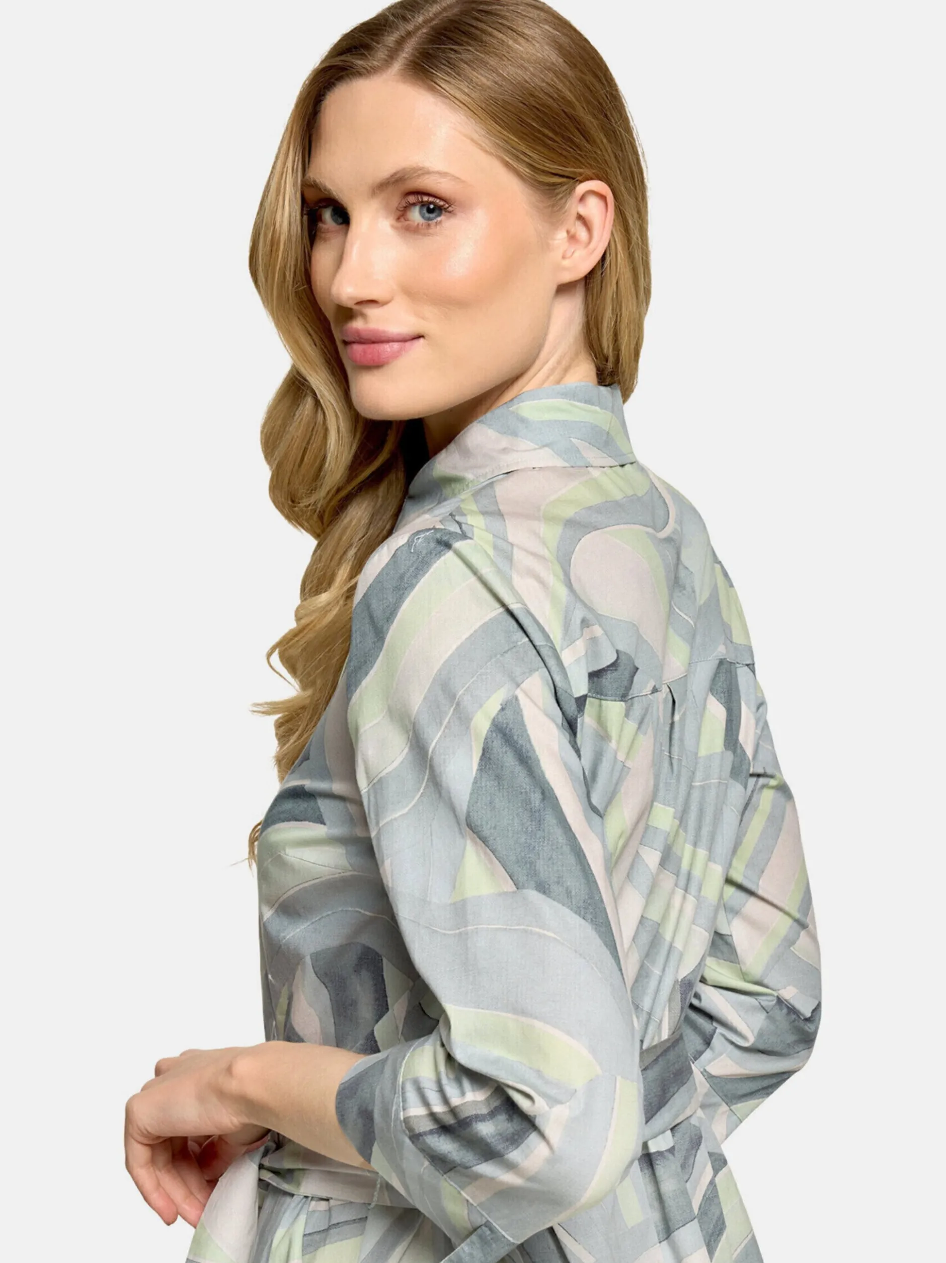 Betty Barclay Damen Hemdblusenkleid in mint mehrfarbig
