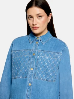 Betty Barclay Damen Hemdbluse in blau denim