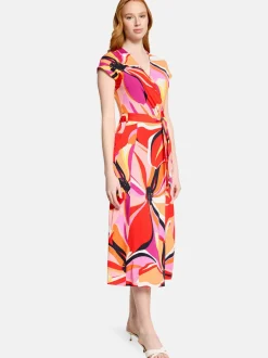 Betty Barclay Damen Jerseykleid in rot mehrfarbig