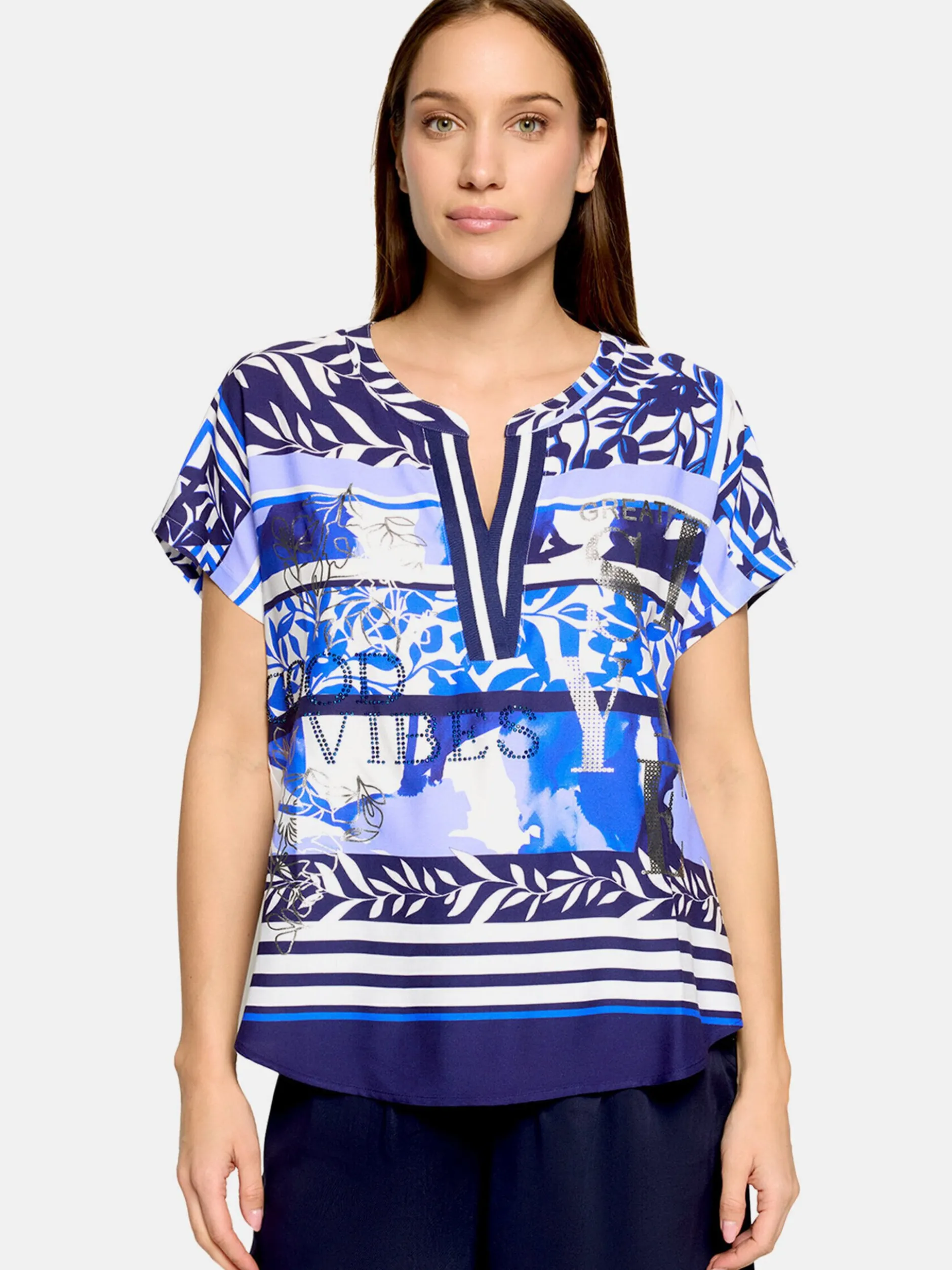 Betty Barclay Damen Longbluse in hellblau mehrfarbig
