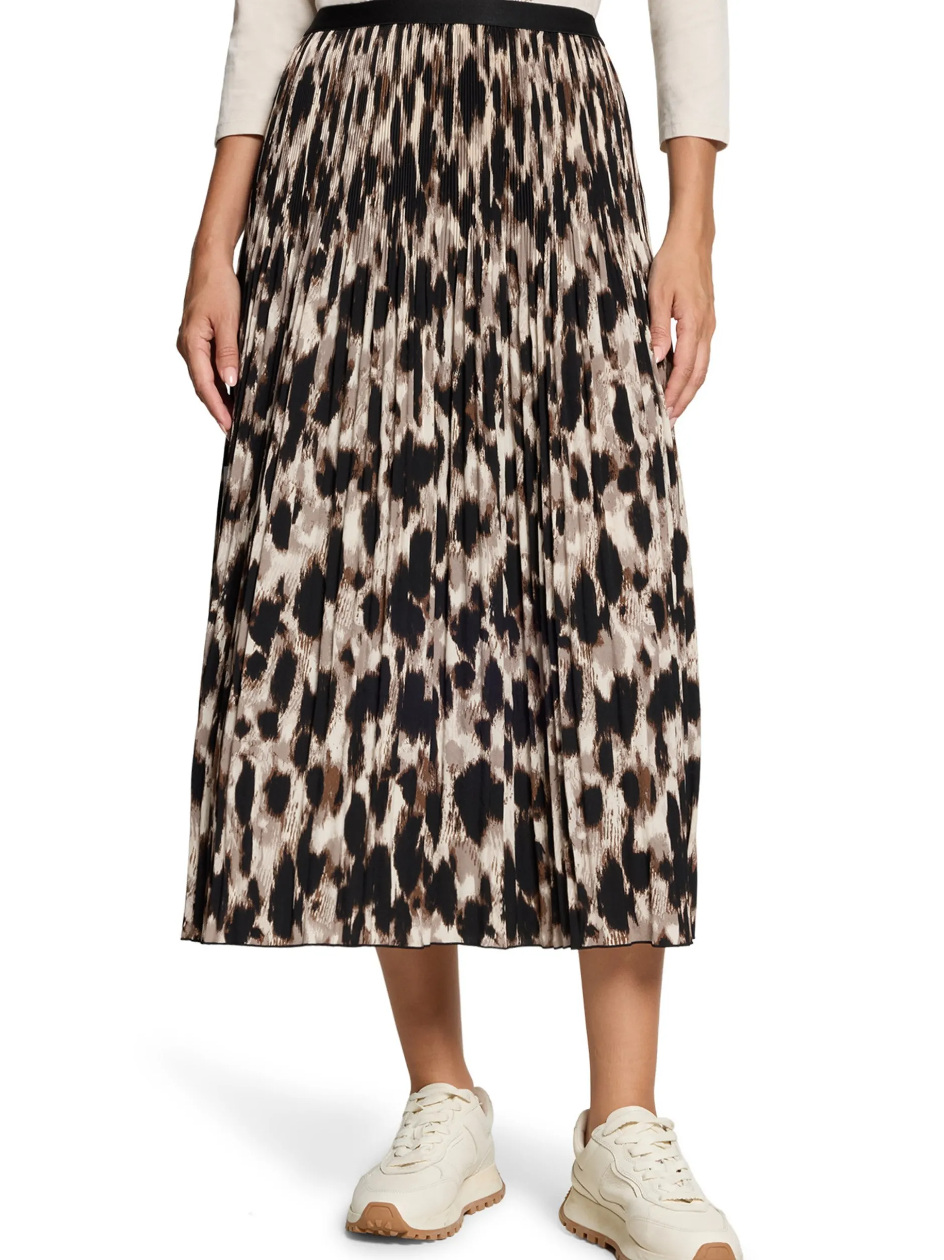 Betty Barclay Damen Plisseerock in schwarz beige