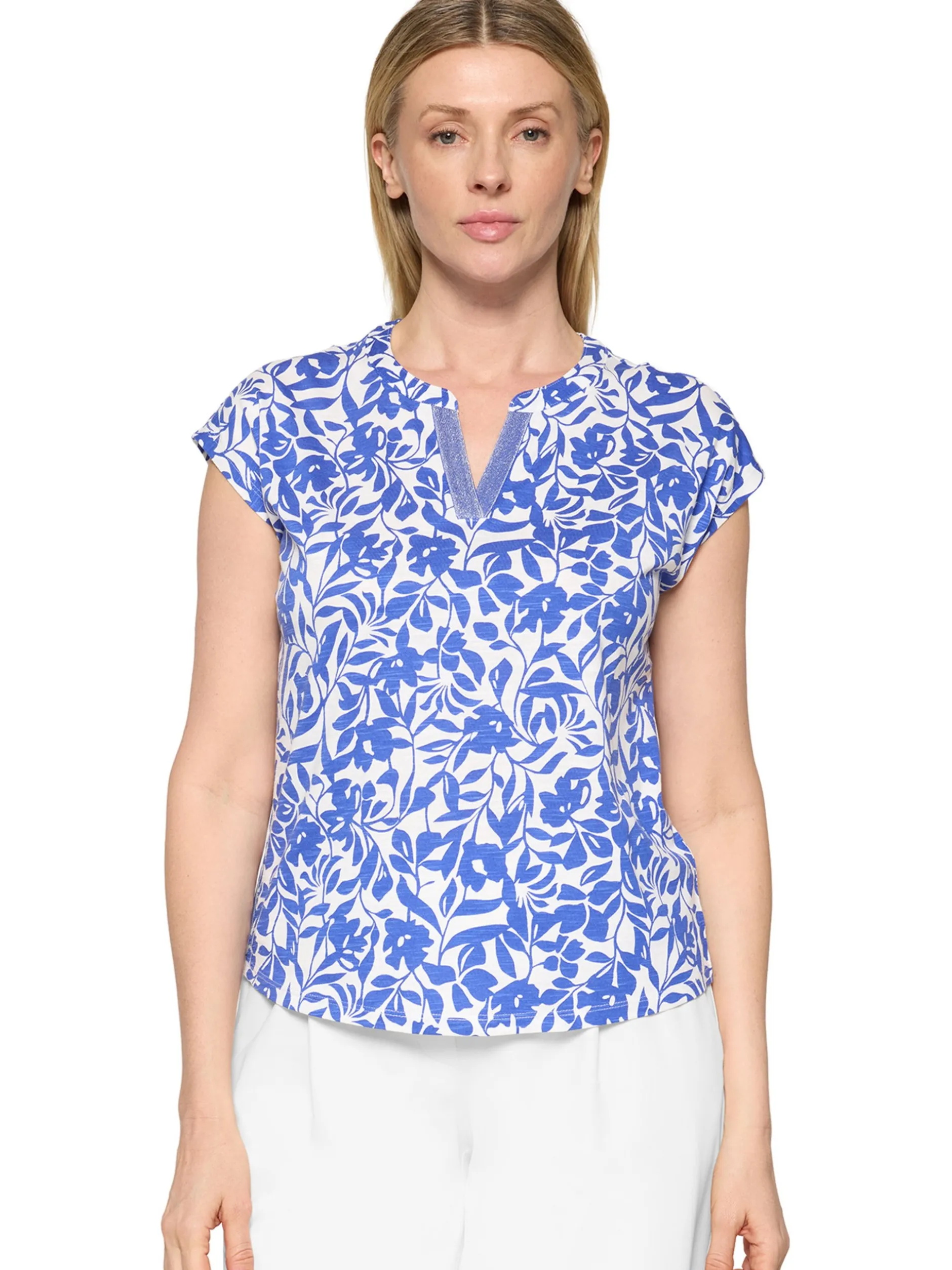 Betty Barclay Damen Shirt in weiß blau - Ärmel: ohne Arm