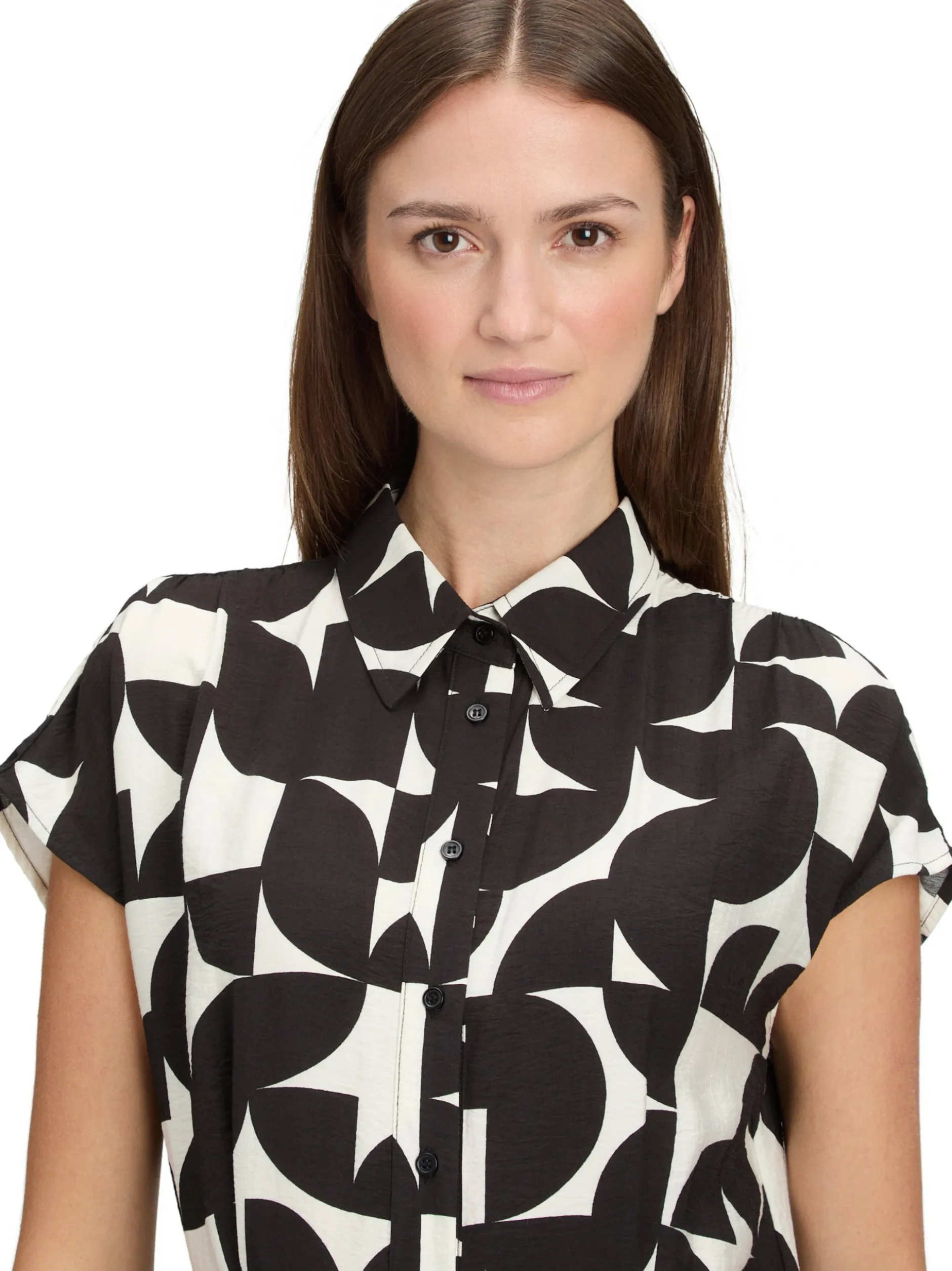 Betty & Co Damen Blusenkleid in schwarz weiß