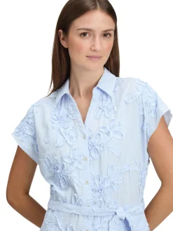 Betty & Co Damen Blusenkleid in hellblau weiß
