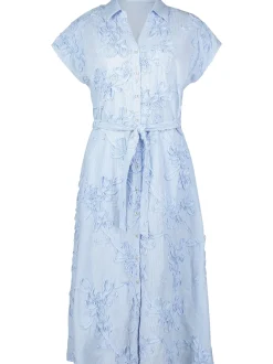 Betty & Co Damen Blusenkleid in hellblau weiß