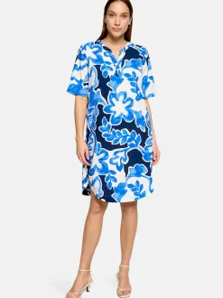 Betty & Co Damen Hemdblusenkleid in marine weiß