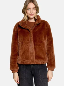 Betty & Co Damen Kunstfell-Jacke in beige