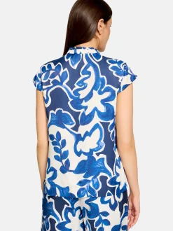 Betty & Co Damen Schlupfbluse in marine weiß