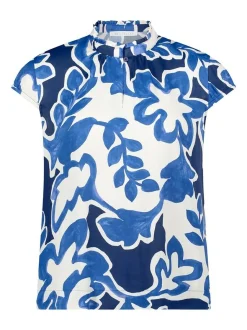 Betty & Co Damen Schlupfbluse in marine weiß
