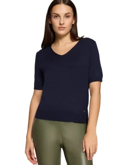 Betty & Co Damen Strickshirt in marine - Ärmel: kurzarm