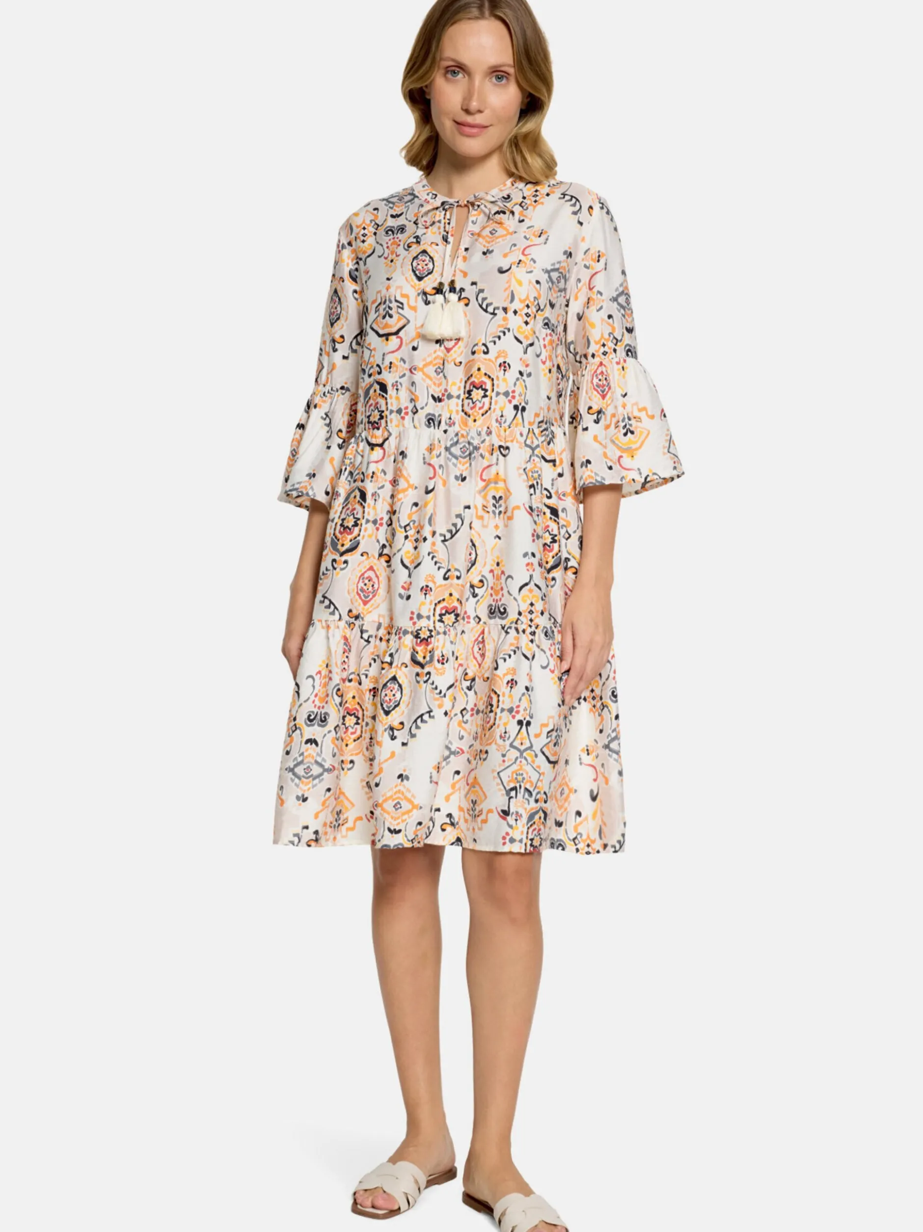 Betty & Co Damen Stufenkleid in beige mehrfarbig
