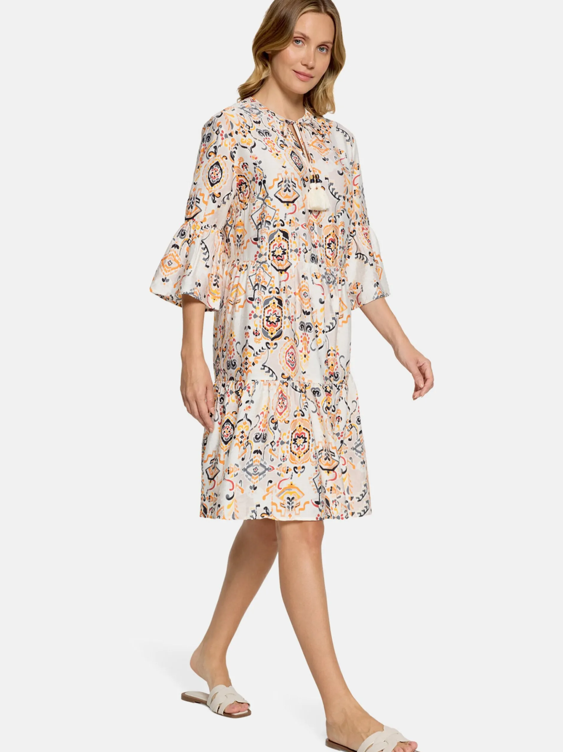 Betty & Co Damen Stufenkleid in beige mehrfarbig